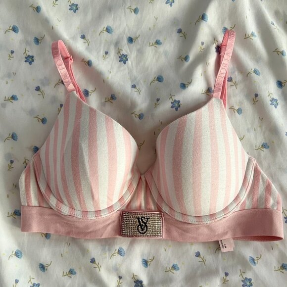 Victoria's Secret Pink and White Striped Bra - Picture 3 of 7